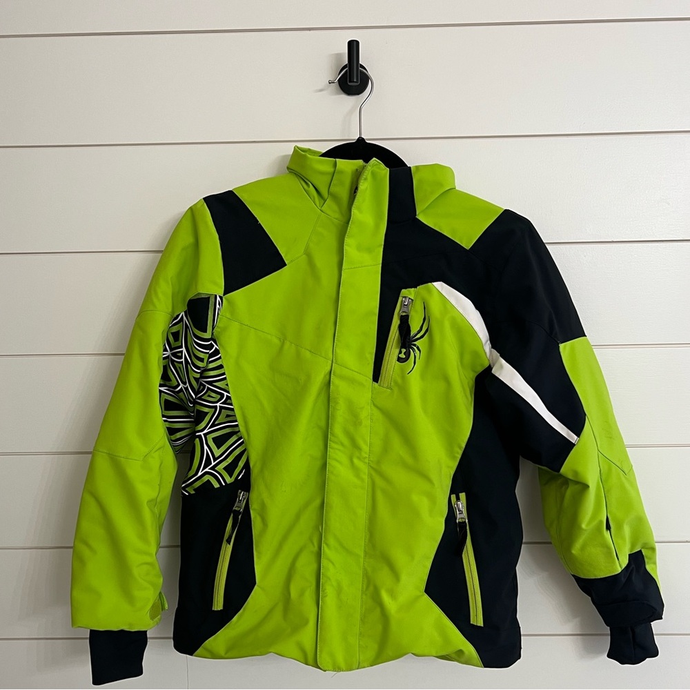 Spyder Lime Green and Black Kids Ski Jacket